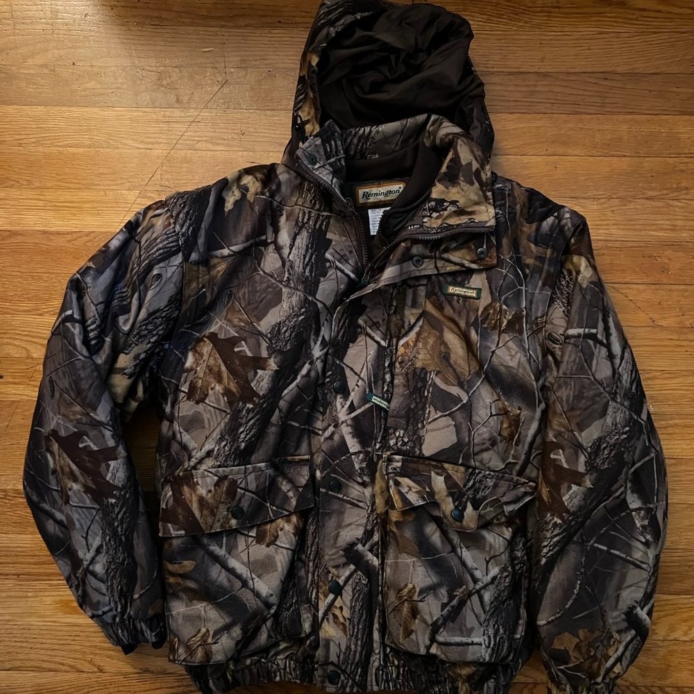 REMINGTON Remcloth 2in1 Thermal Hooded Hunting Jacket w/Gloves & Vintage Cap